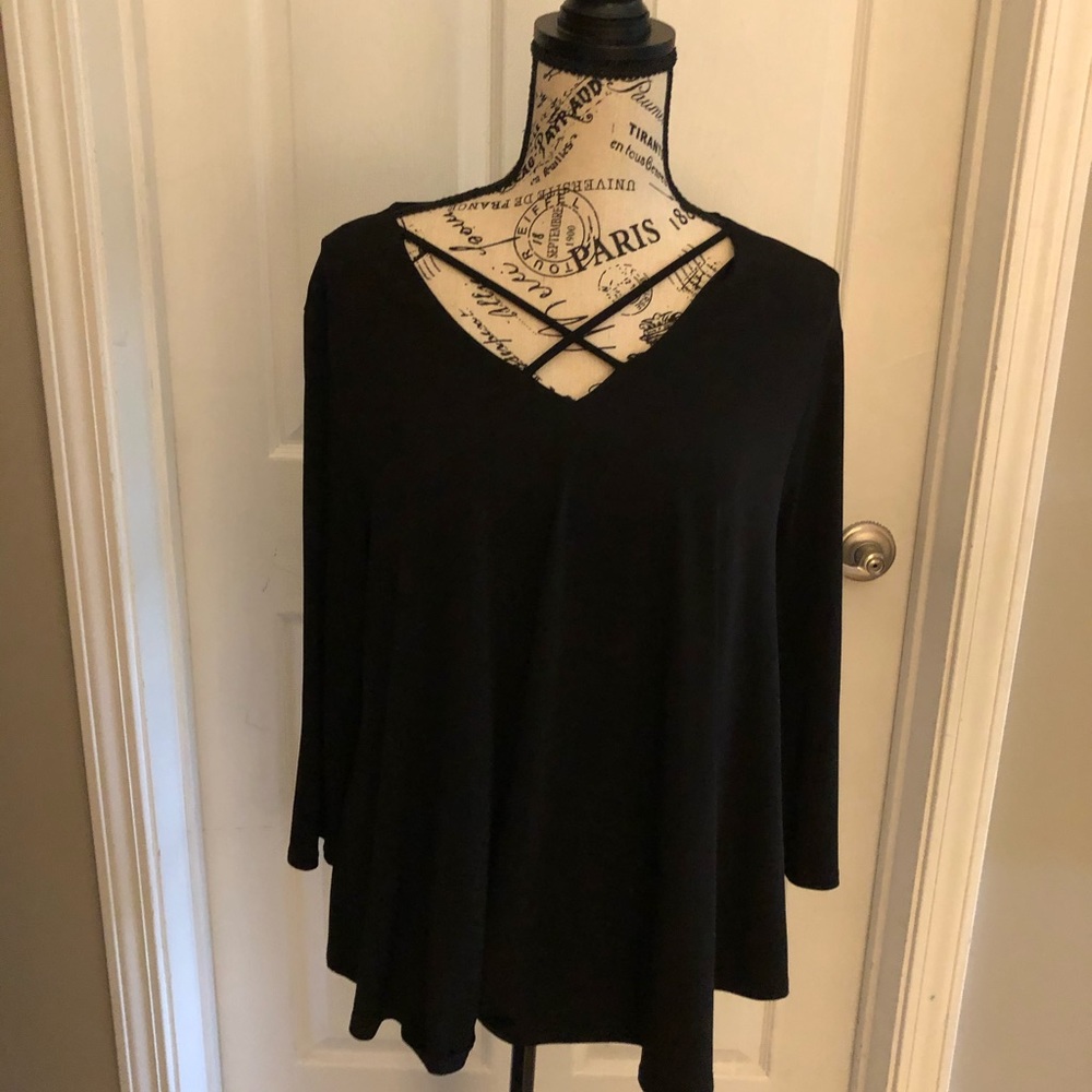 Cross-Cross V Neck Top